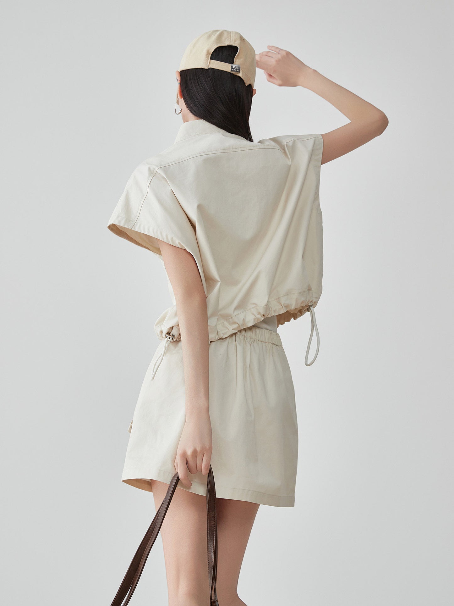 Pocket Drop Shoulder Vest / Half Skirt FER0089