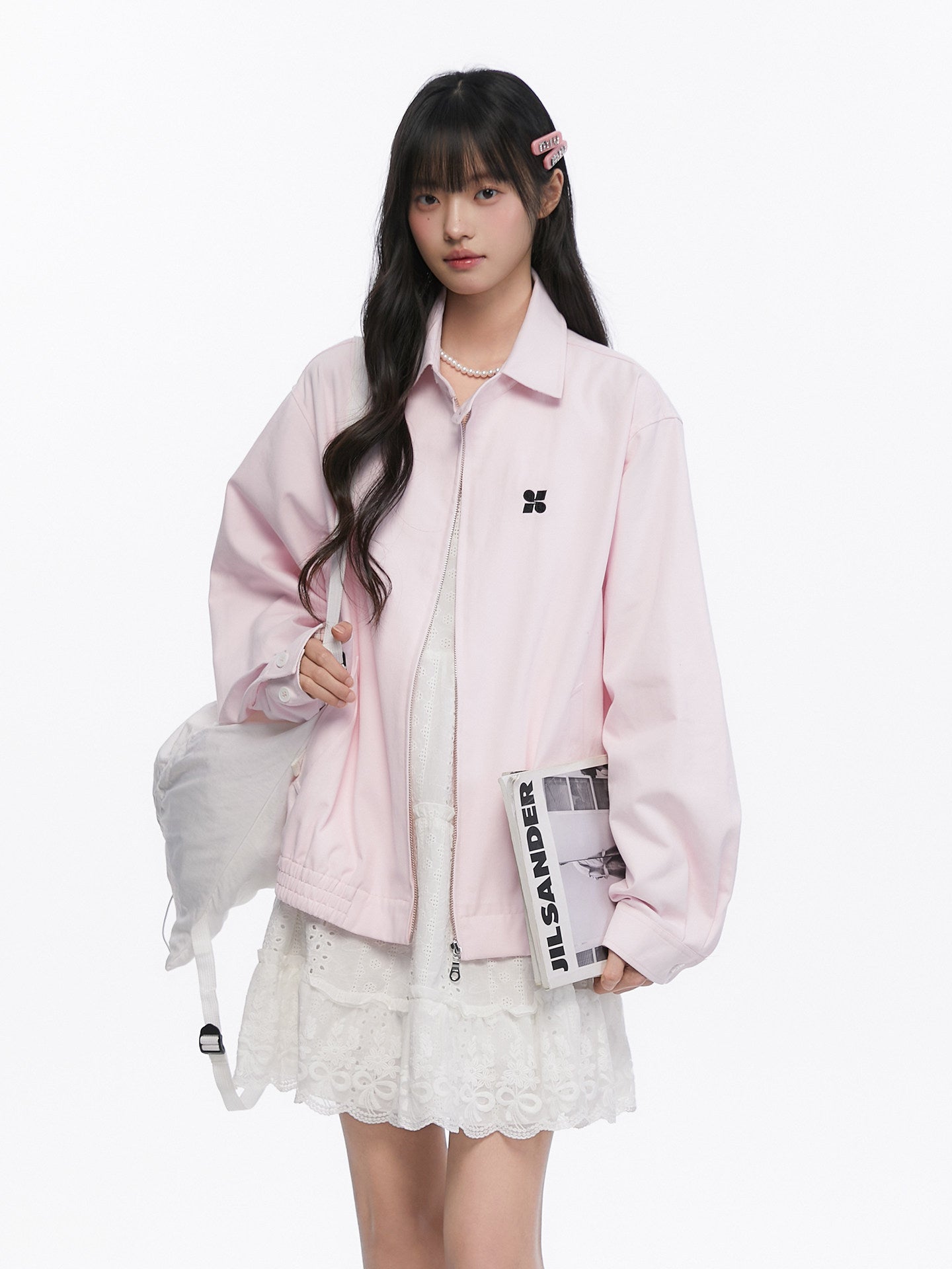 Pink Casual Polo Collar Jacket KIP0001