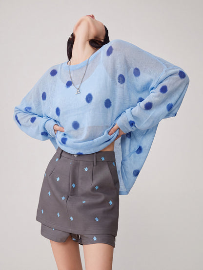 Polka Dot Sheer Loose Knit FER0363