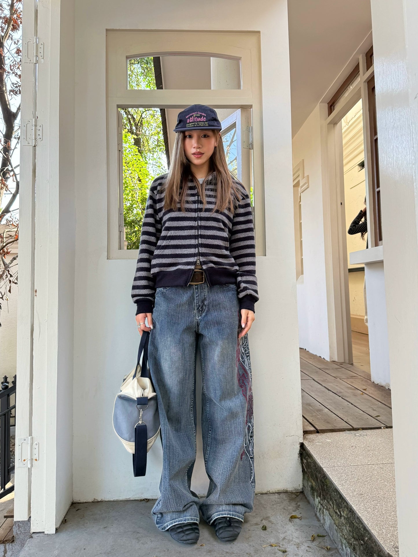 Stripe Knit Zip Hoodie CYE0086