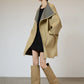 Khaki Plaid Patchwork Trench Coat  SUY0005