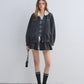 Lace Collar Zip Jacket / Flared Mini Skirt ASG0084