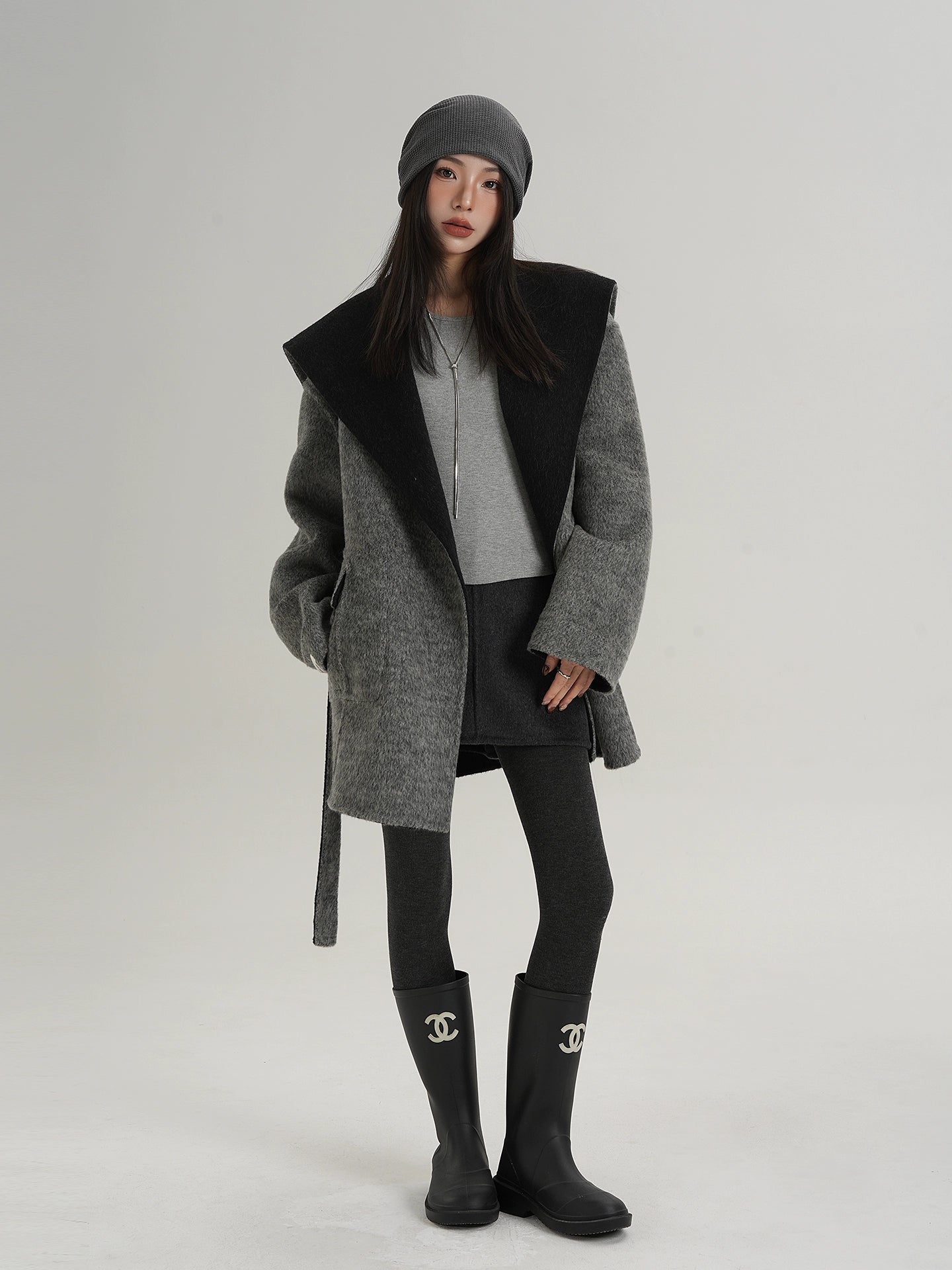 Drop Shoulder Mid Length Coat SRS0388