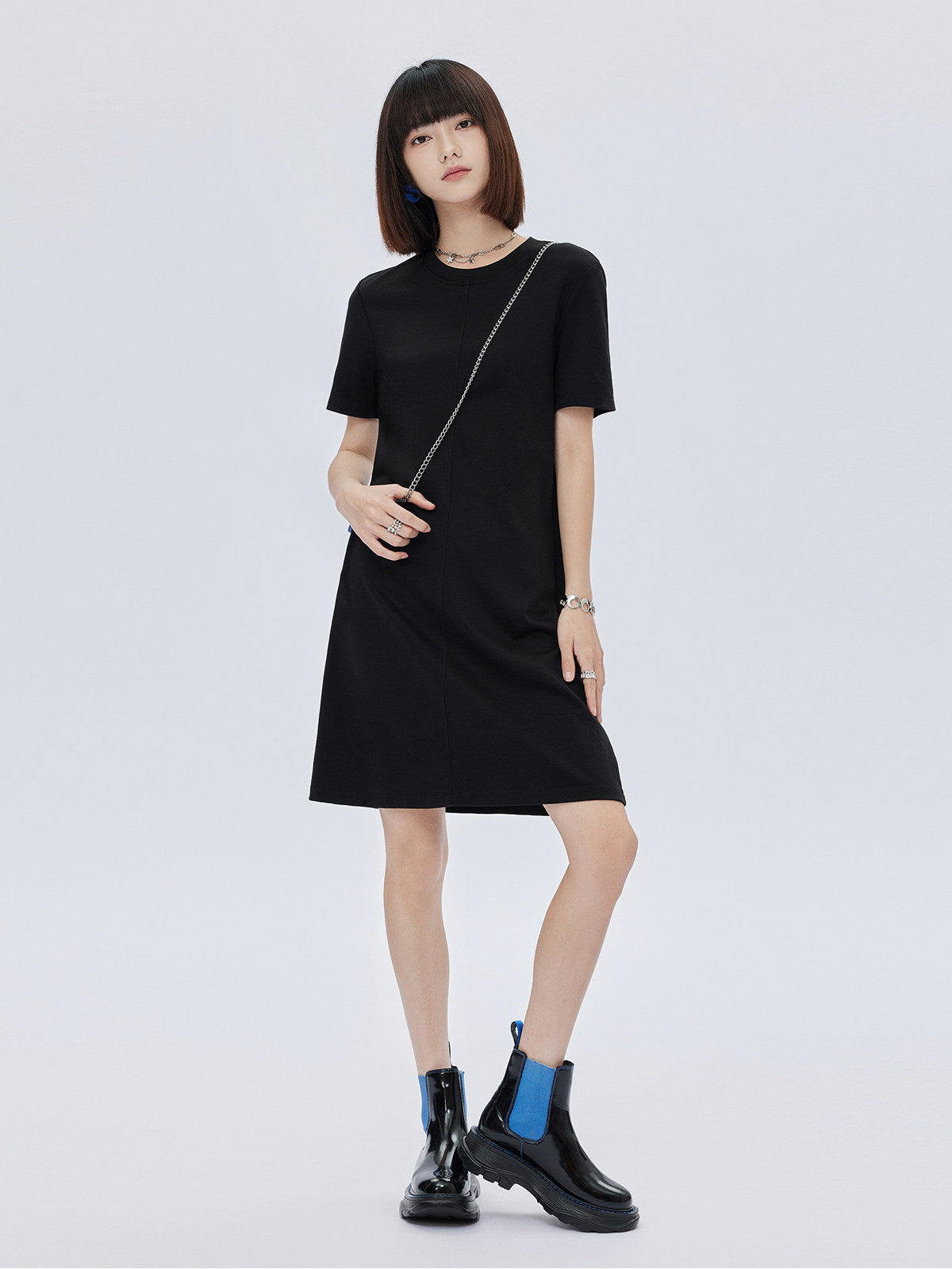 Crew Neck T-Shirt Short Dress SHN0010