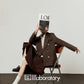 Retro Autumn Jacket/Striped Shirt/Brown Asymmetrical Skirt LLA0542