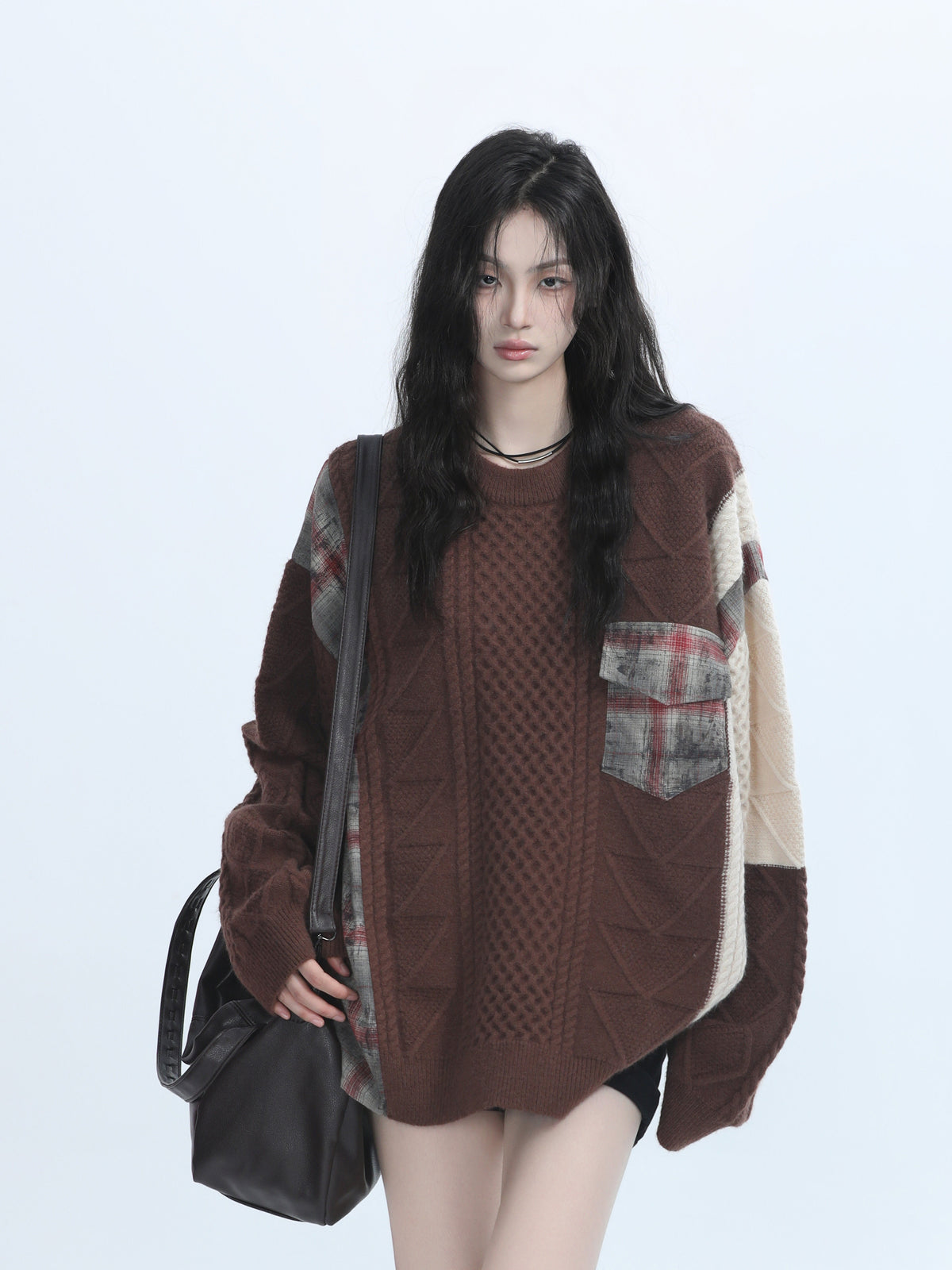 Docking Patchwork Knit Sweater WLS0013