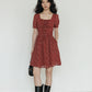 Square Neck Flower Mini Dress VAS0195