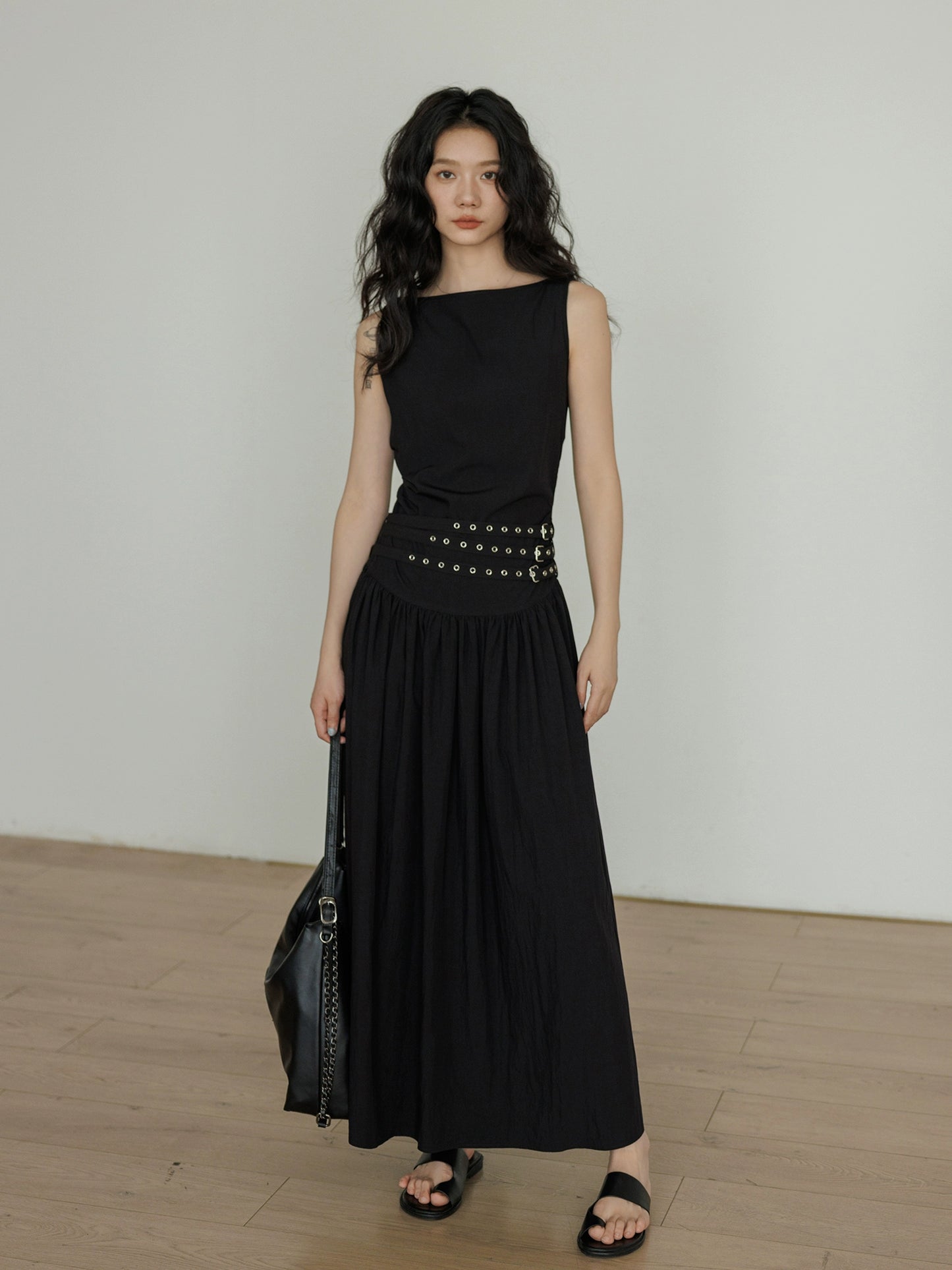 Sleeveless Belt Long Dress VAS0112