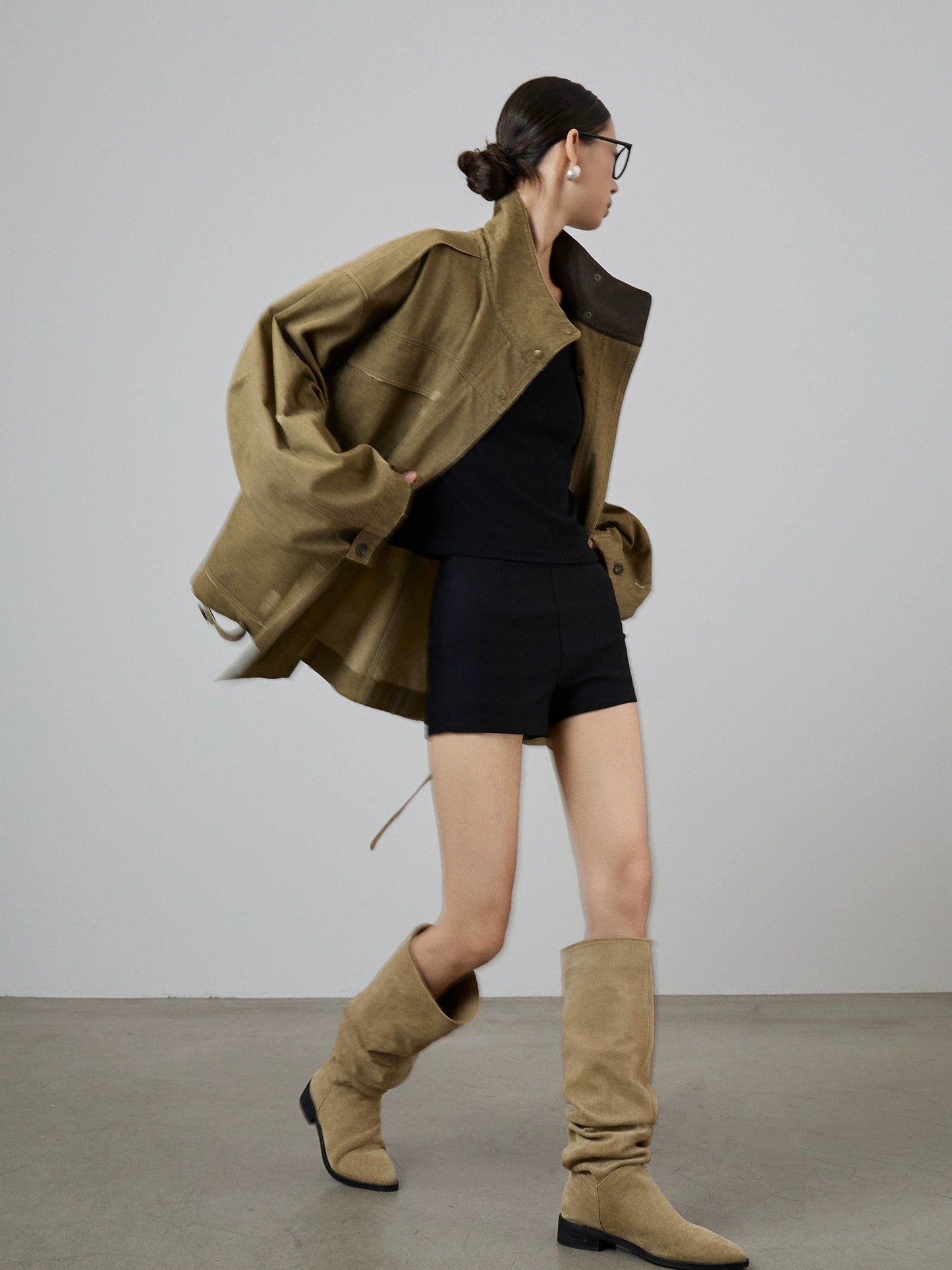 Vintage Leather Collar Jacket SUY0010