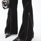 Metal Heavy Zipper Flared Pants UCS0002