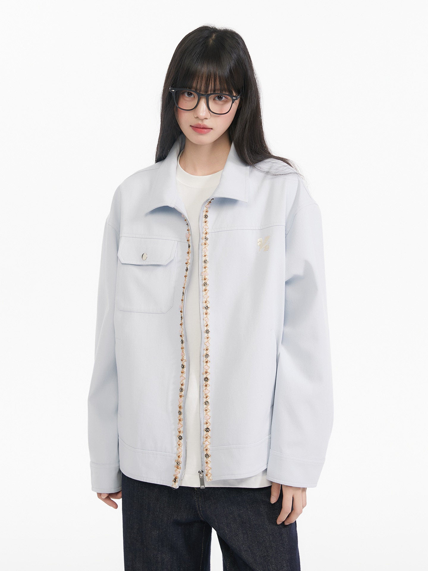 Ribbon Spliced Collar Jacket KIP0003