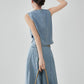 Denim V-neck Vest / Denim Wide Relaxed Pants FER0269