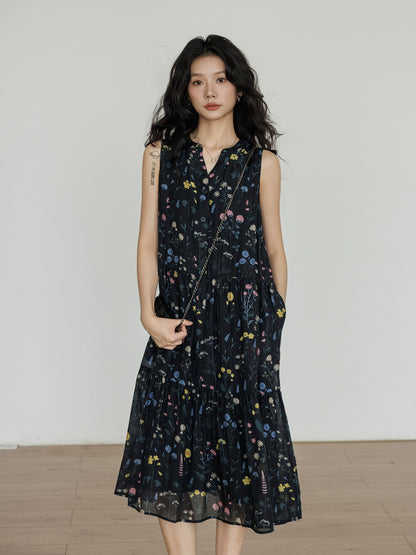 Tiered Flower Long Dress VAS0048
