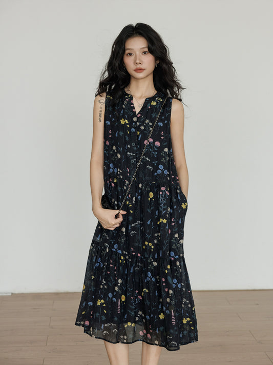 Tiered Flower Long Dress VAS0048