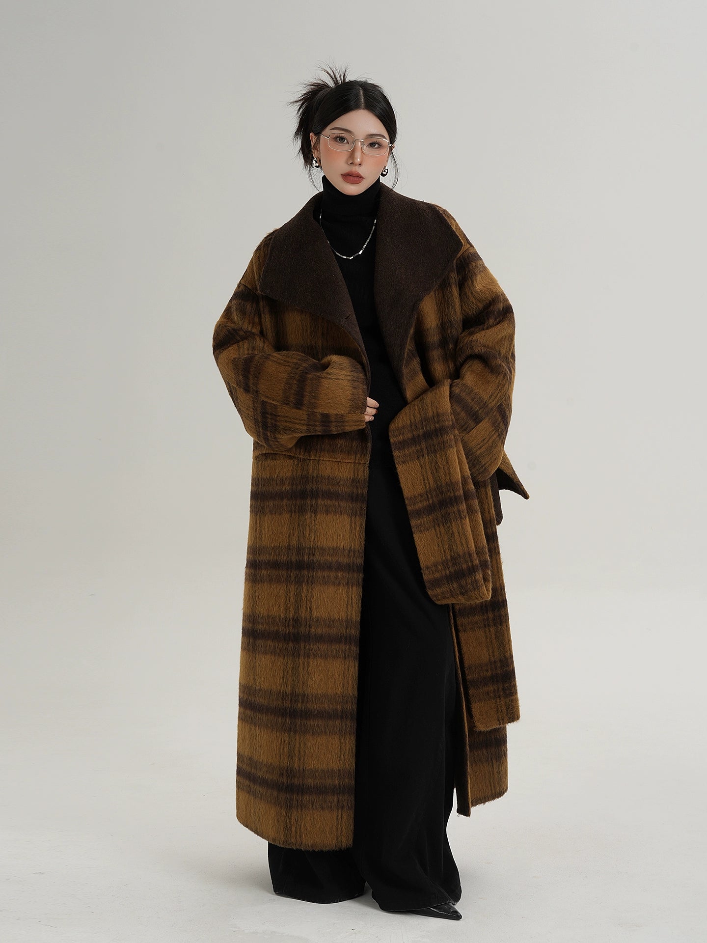 Plaid Long Wool Coat SRS0390