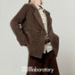 Retro Autumn Jacket/Striped Shirt/Brown Asymmetrical Skirt LLA0542