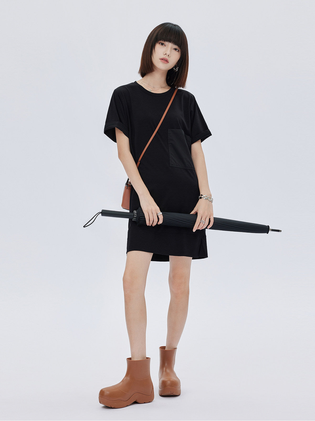Casual Pocket Loose T-Shirt Dress SHN0011
