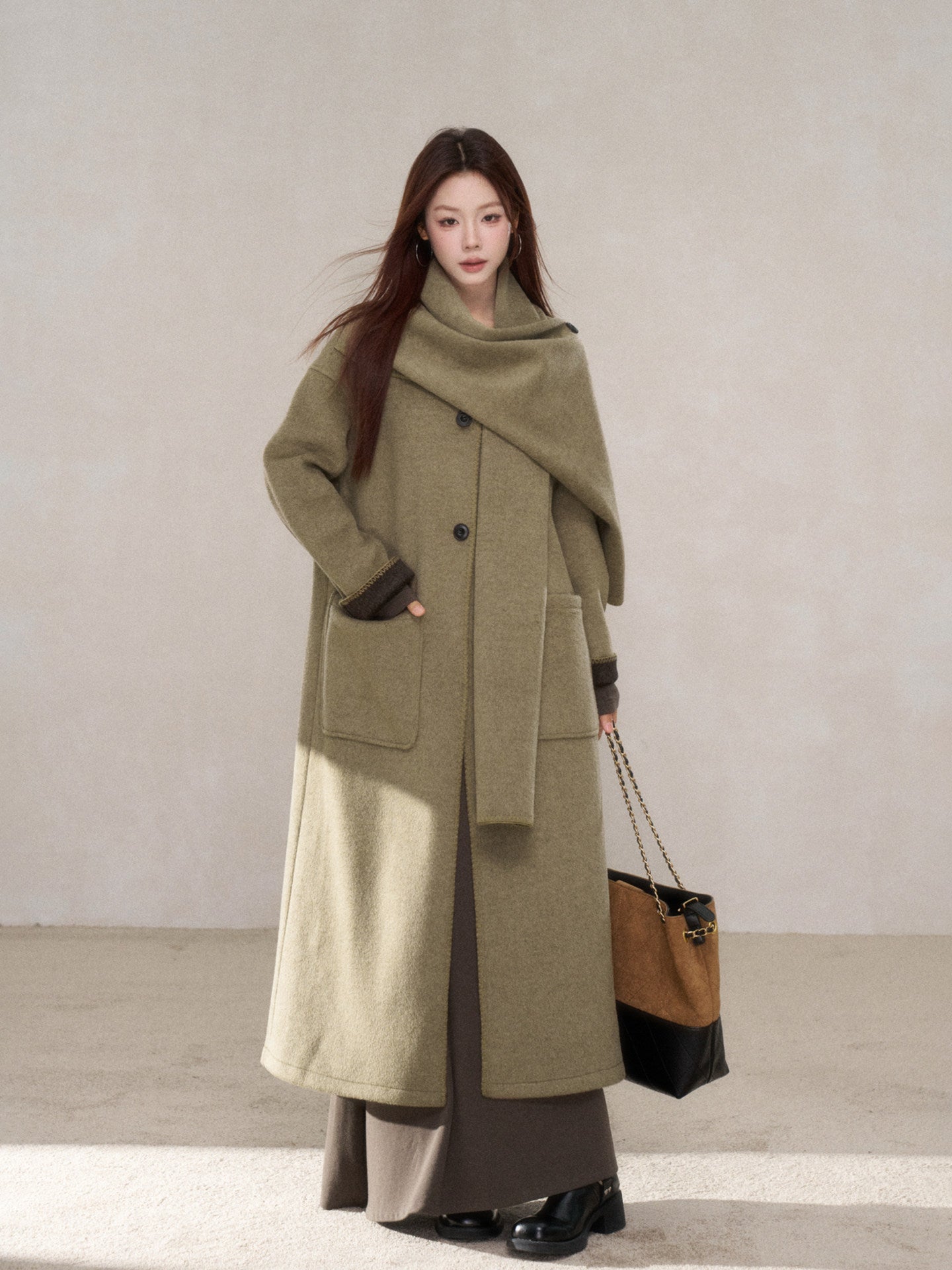 Scarf Collar Wool Coat WDB0004