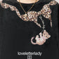Leopard Print Cotton T-Shirt  / Leopard Frill Mini Shorts LLA0658