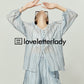 V-Neck Blue Striped Tops / Loose Shorts LLA0247