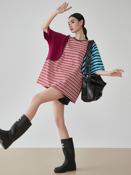 Patchwork-Style Oversized T-Shirt FER0246