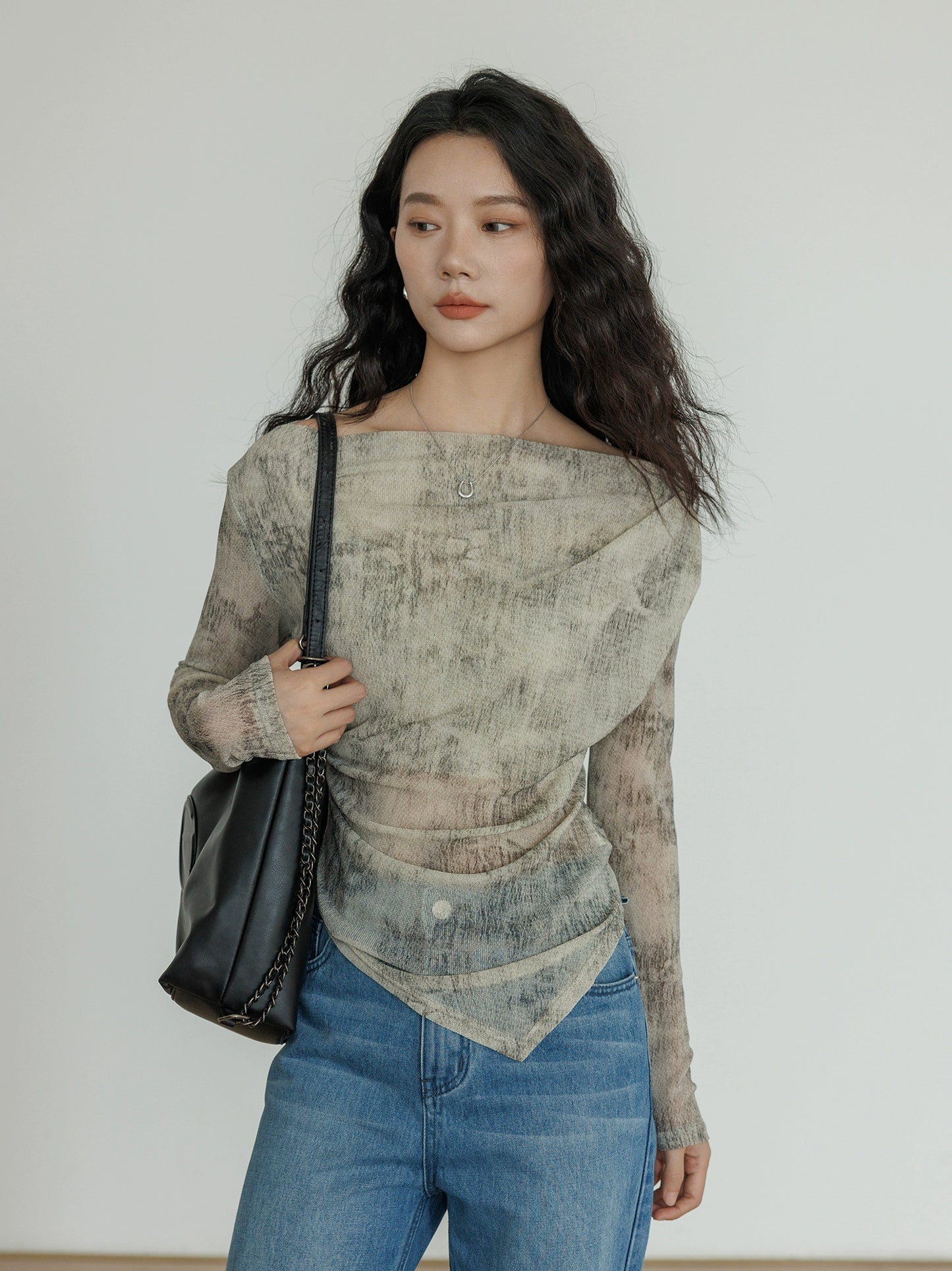Asymmetrical Sheer Top VAS0071