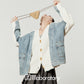 V-Neck Denim Docking Knit Cardigan LLA0645