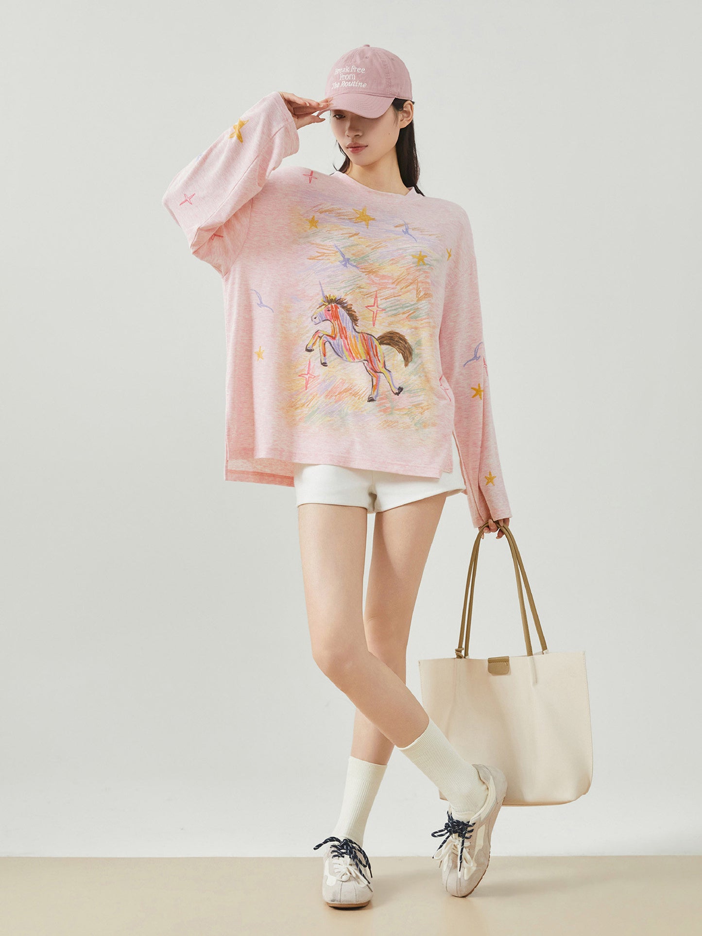 Pony Print Long-Sleeve T-Shirt FER0035