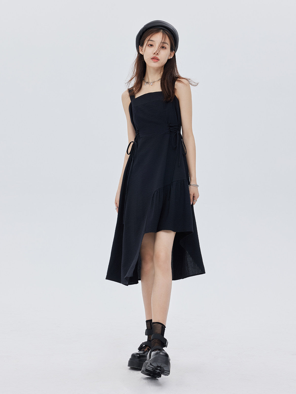 Square Neck Asymmetry Dress SHN0045