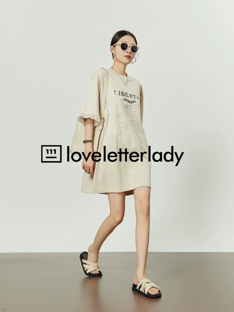 Lace Design T-Shirt Dress LLA0191