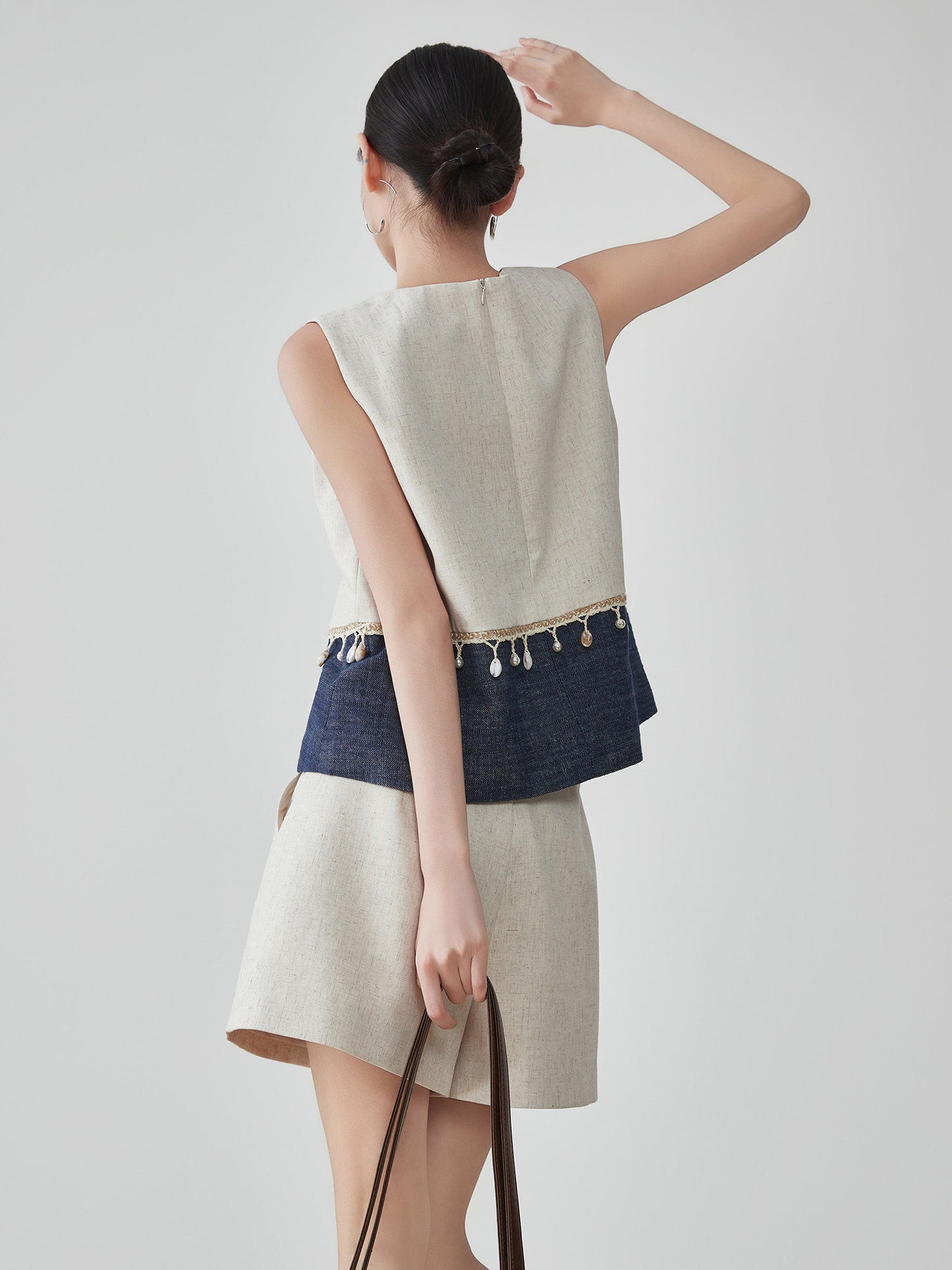 Bejeweled Fringe Sleeveless Top / Half Pants FER0283