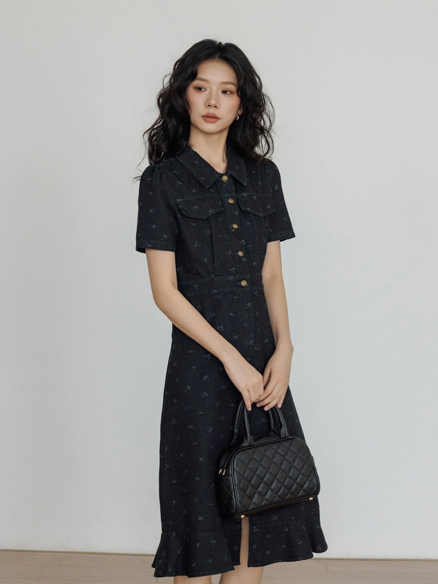 Floral Denim Shirt Dress VAS0088