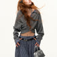 Front Wrap Knit Top/Gingham Check Skirt ASG0074