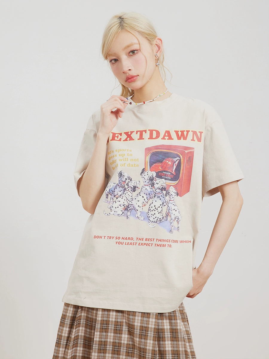 Dog Graphic Logo Print T-Shirt NXD0010