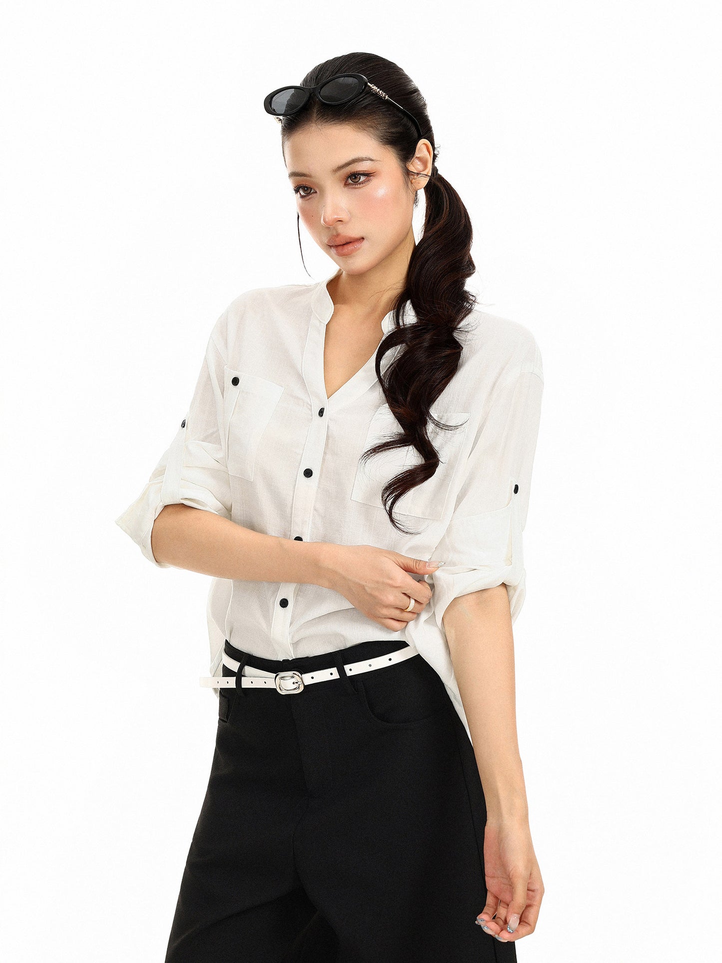 Rolled Cuff Sleeve Shirt  BGS0055