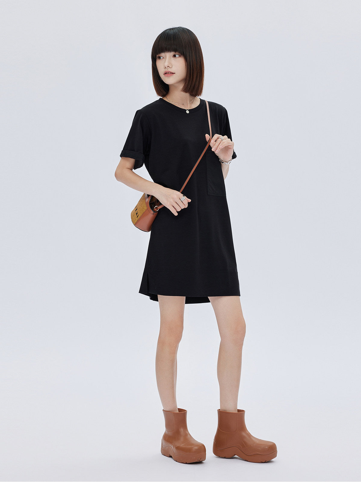 Casual Pocket Loose T-Shirt Dress SHN0011