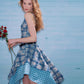 Blue Tiedye Waist Slim Dress ZZF0361