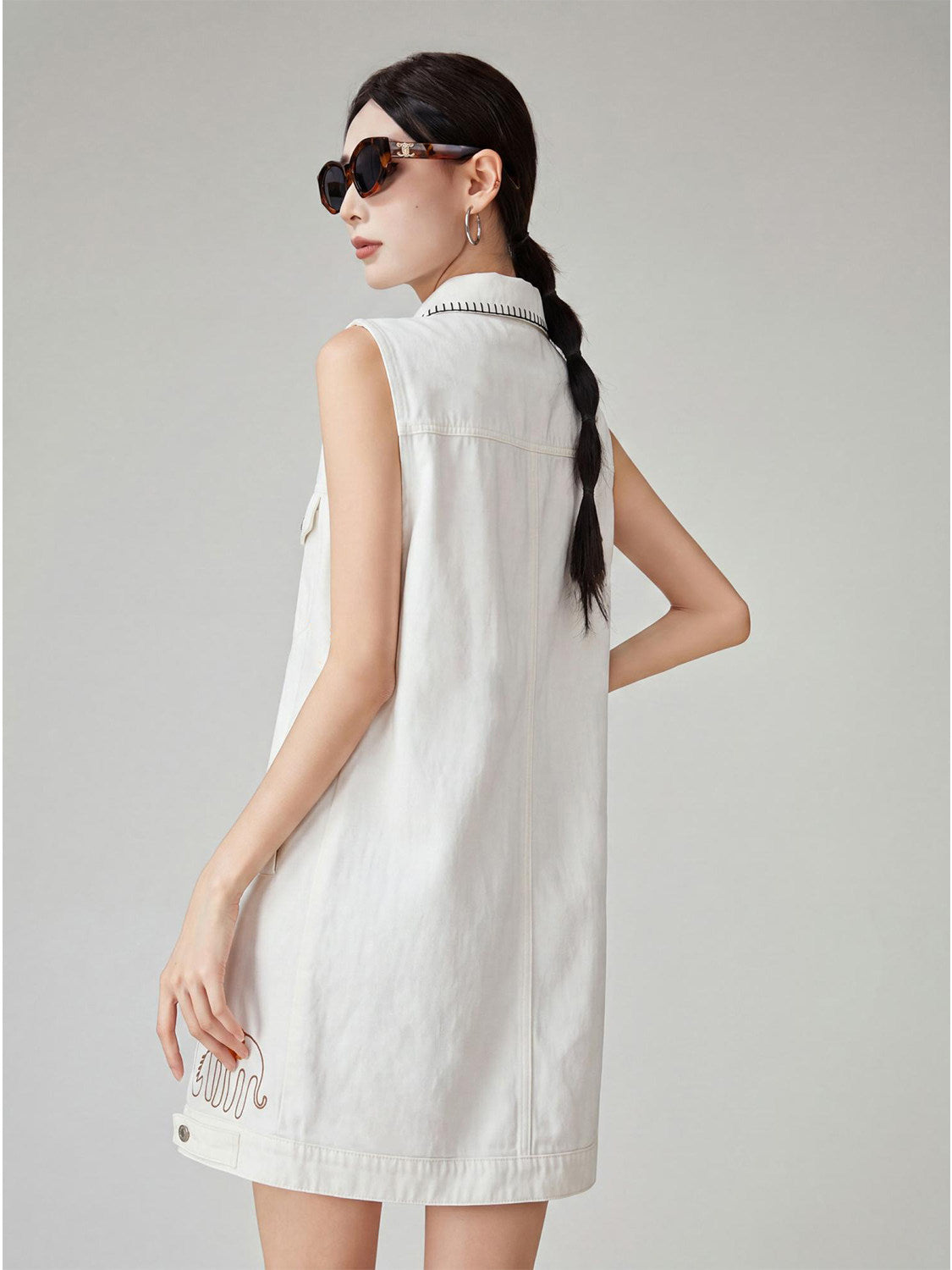 Flowers Denim Dress Sleeveless FER0350