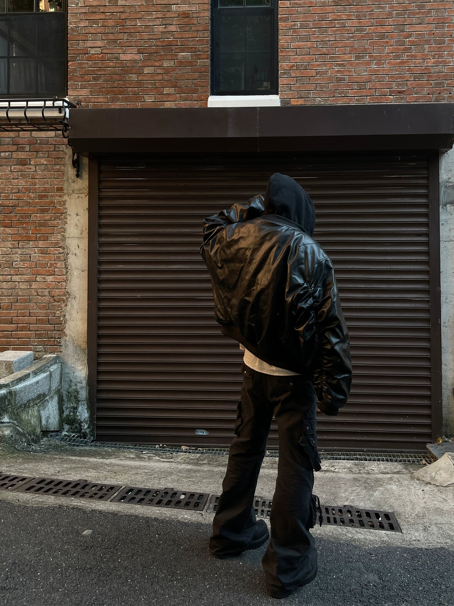 Hood Leather Cotton Jacket FLG0006