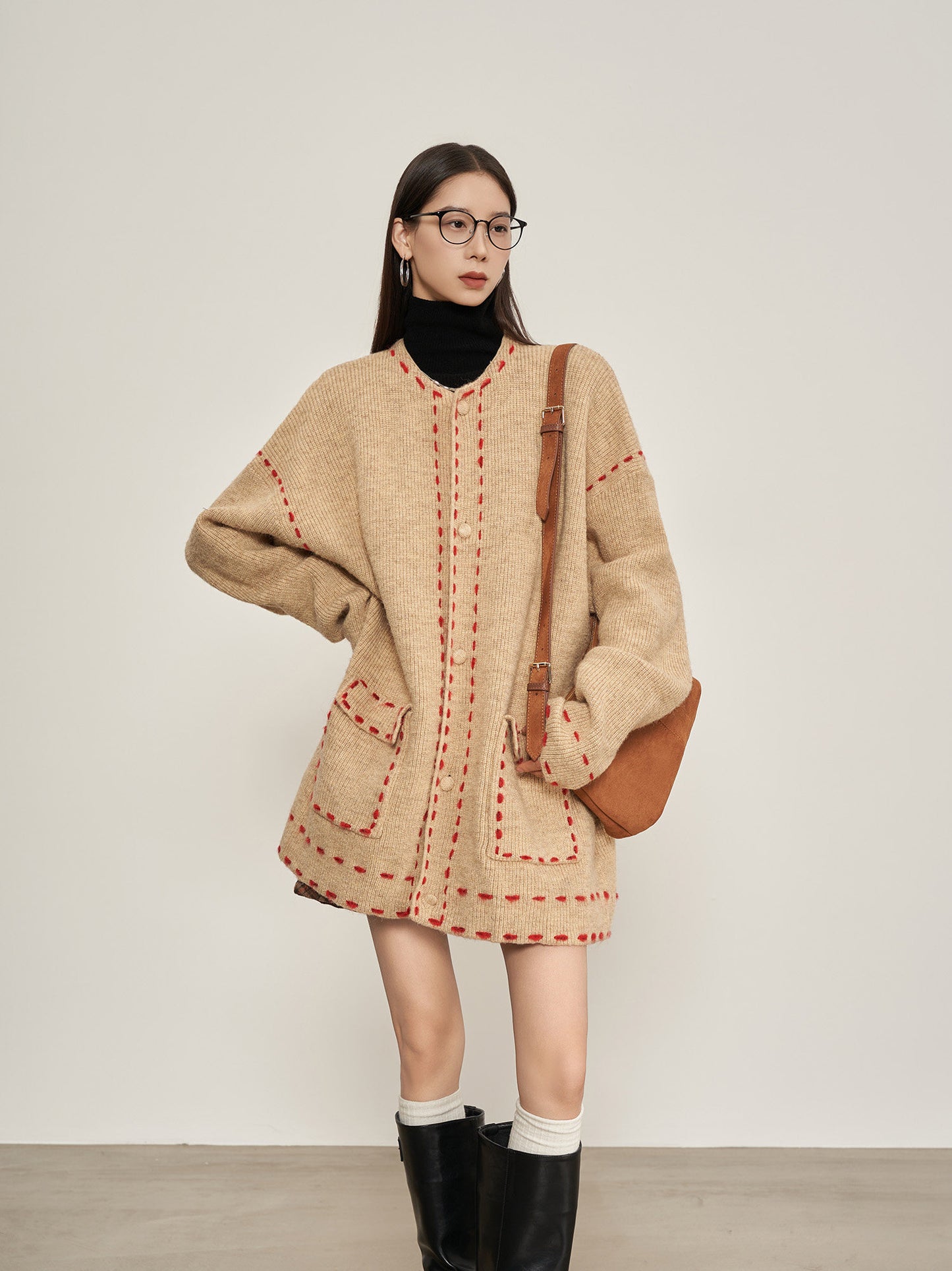 Stitched Embroidery Knit Cardigan SUY0034