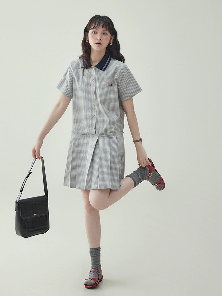 Checked Pleated Mini Dress AMU0003