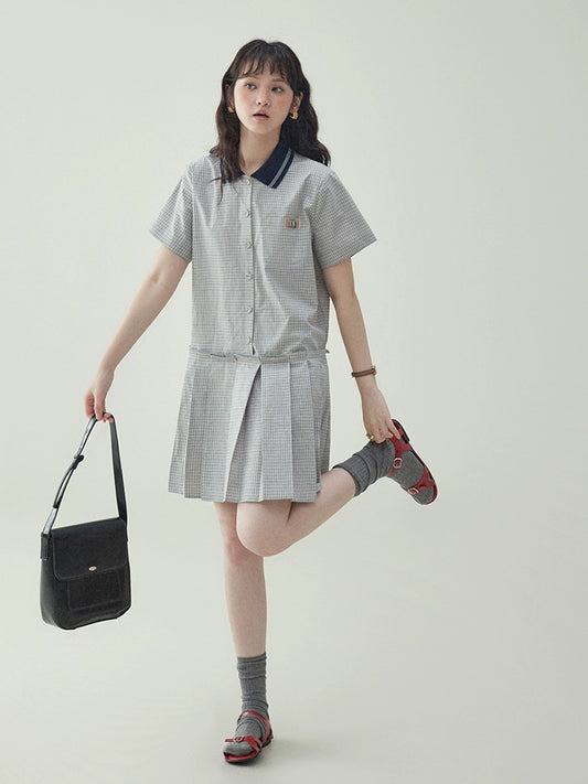 Checked Pleated Mini Dress AMU0003