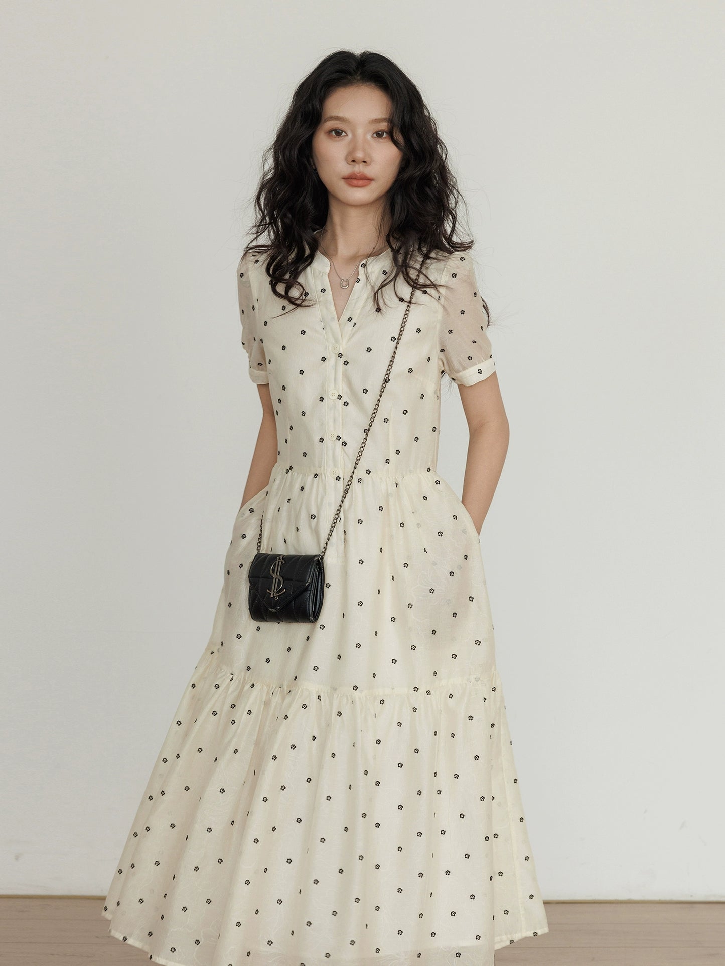 Floral Pattern Flare Long Dress VAS0134