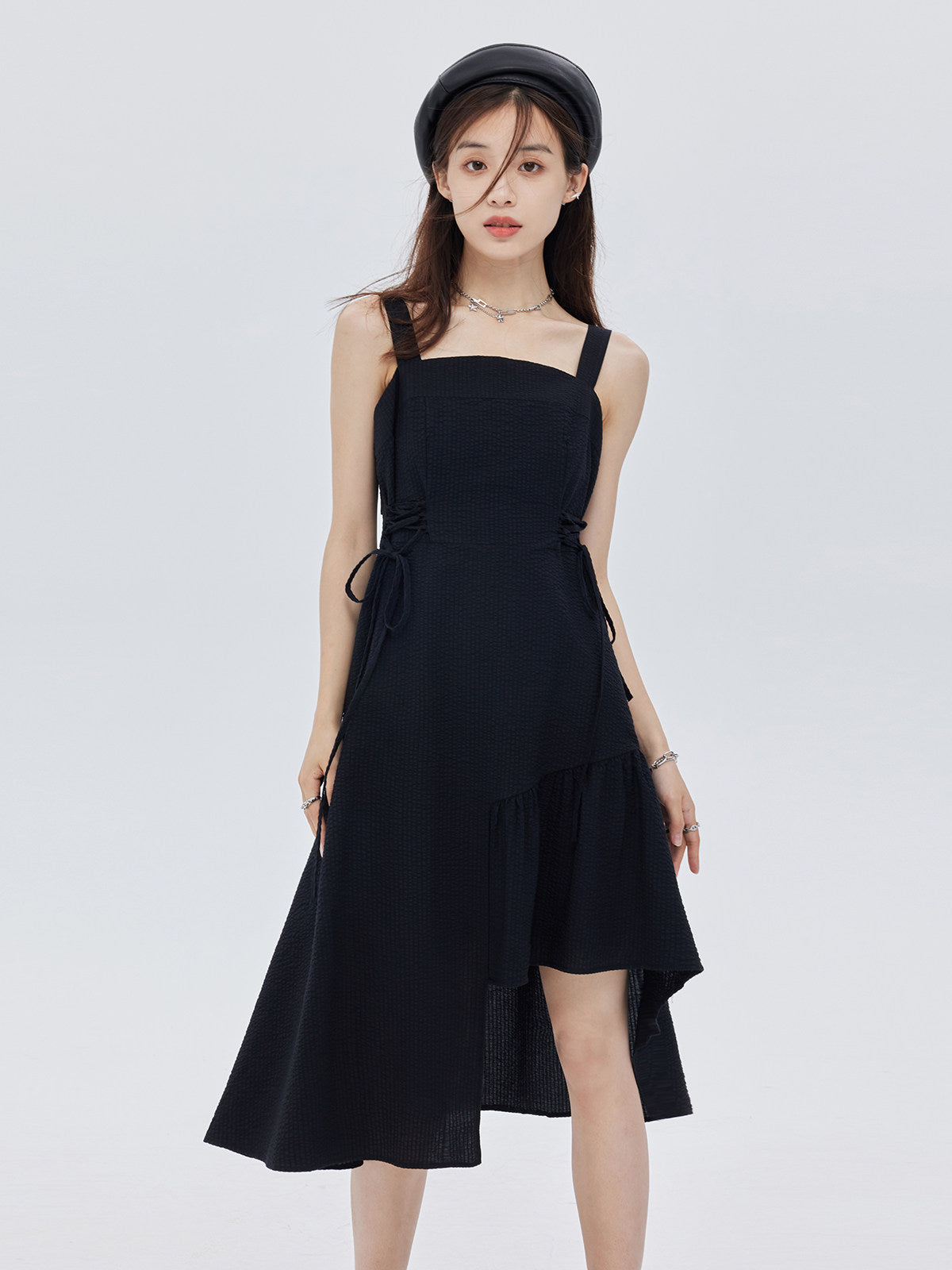 Square Neck Asymmetry Dress SHN0045