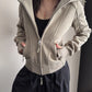 High-Neck Hooded Zip-Up Hoodie YLS1057