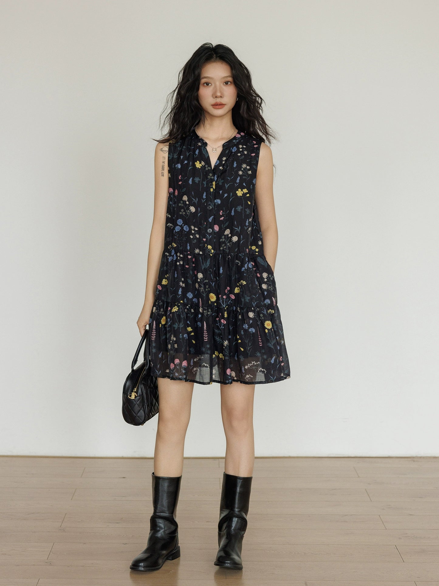 Sheer Flower Mini Dress VAS0057