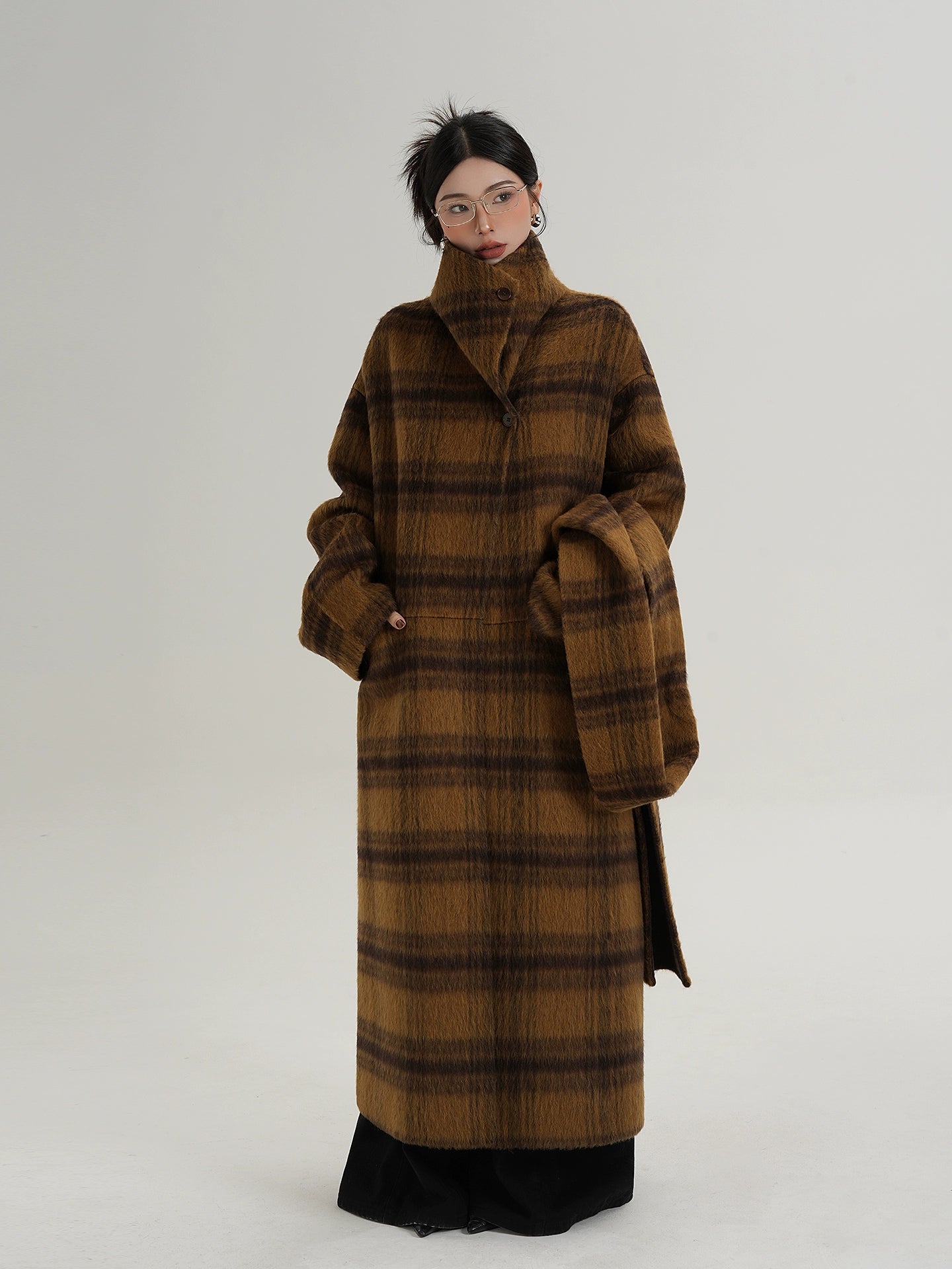 Plaid Long Wool Coat SRS0390