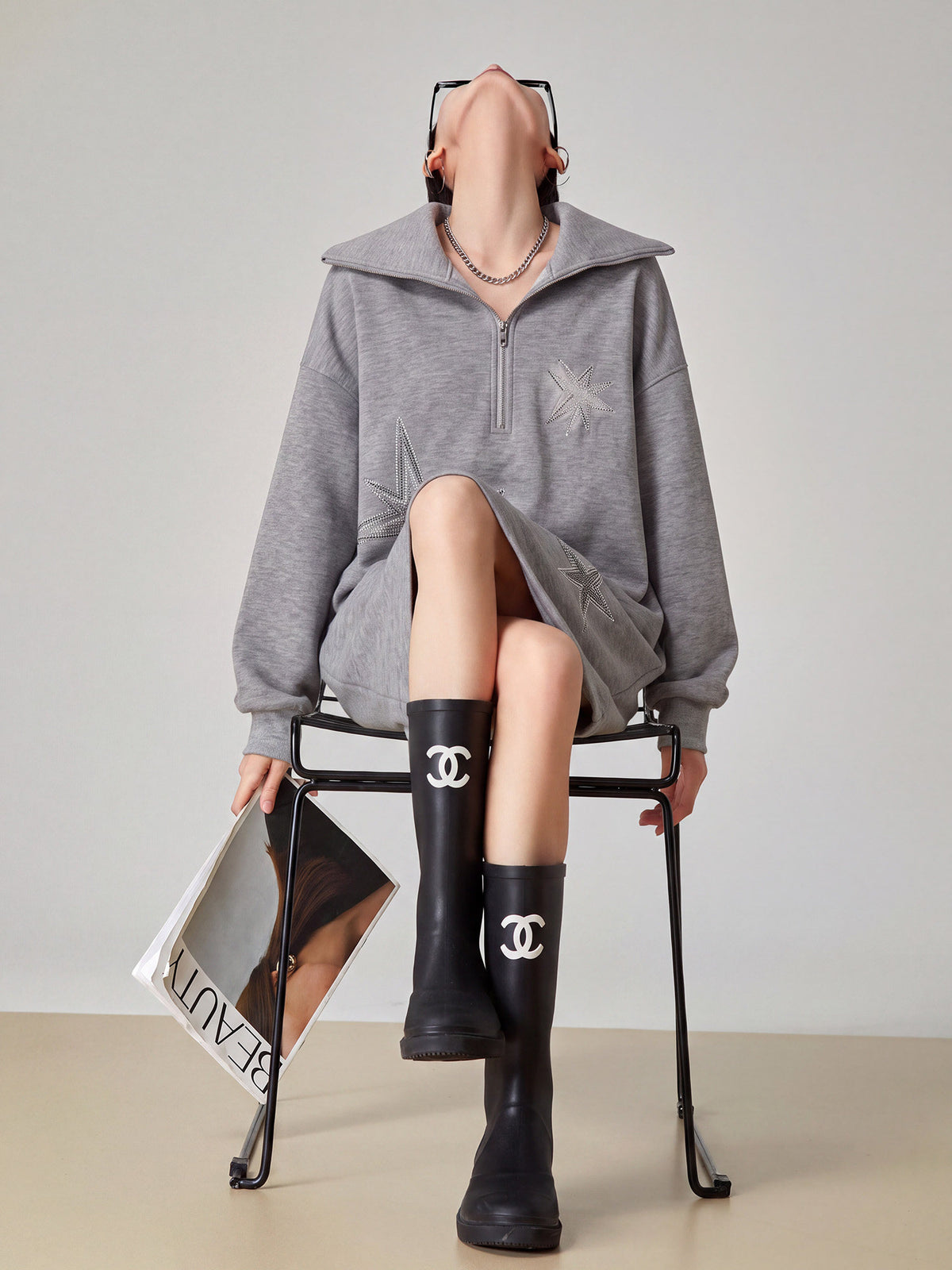 Half-Zip Sweatshirt Dress FER0388