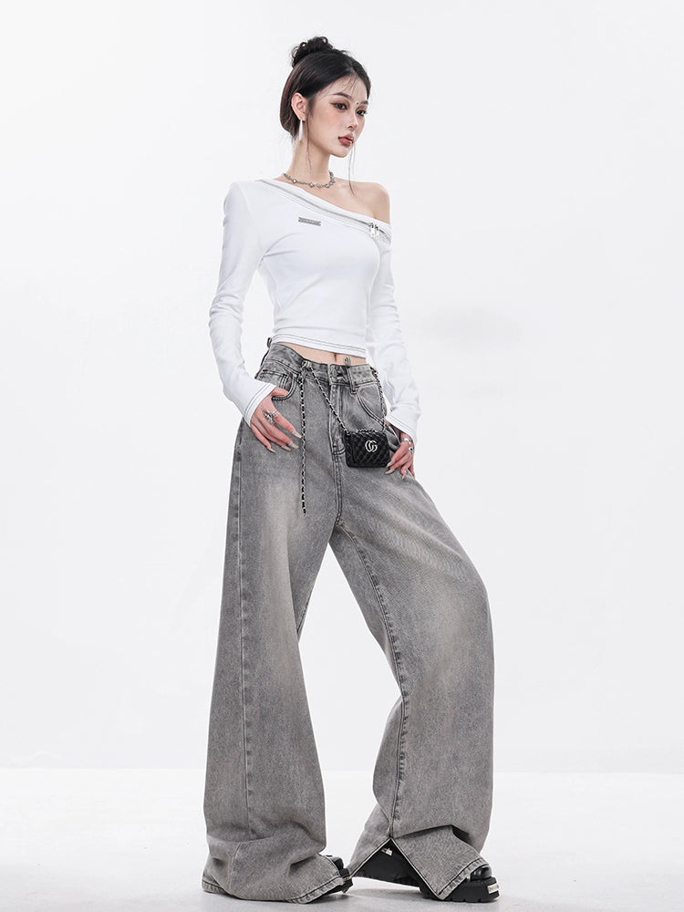 Slit Wide Denim Pants ABW0016