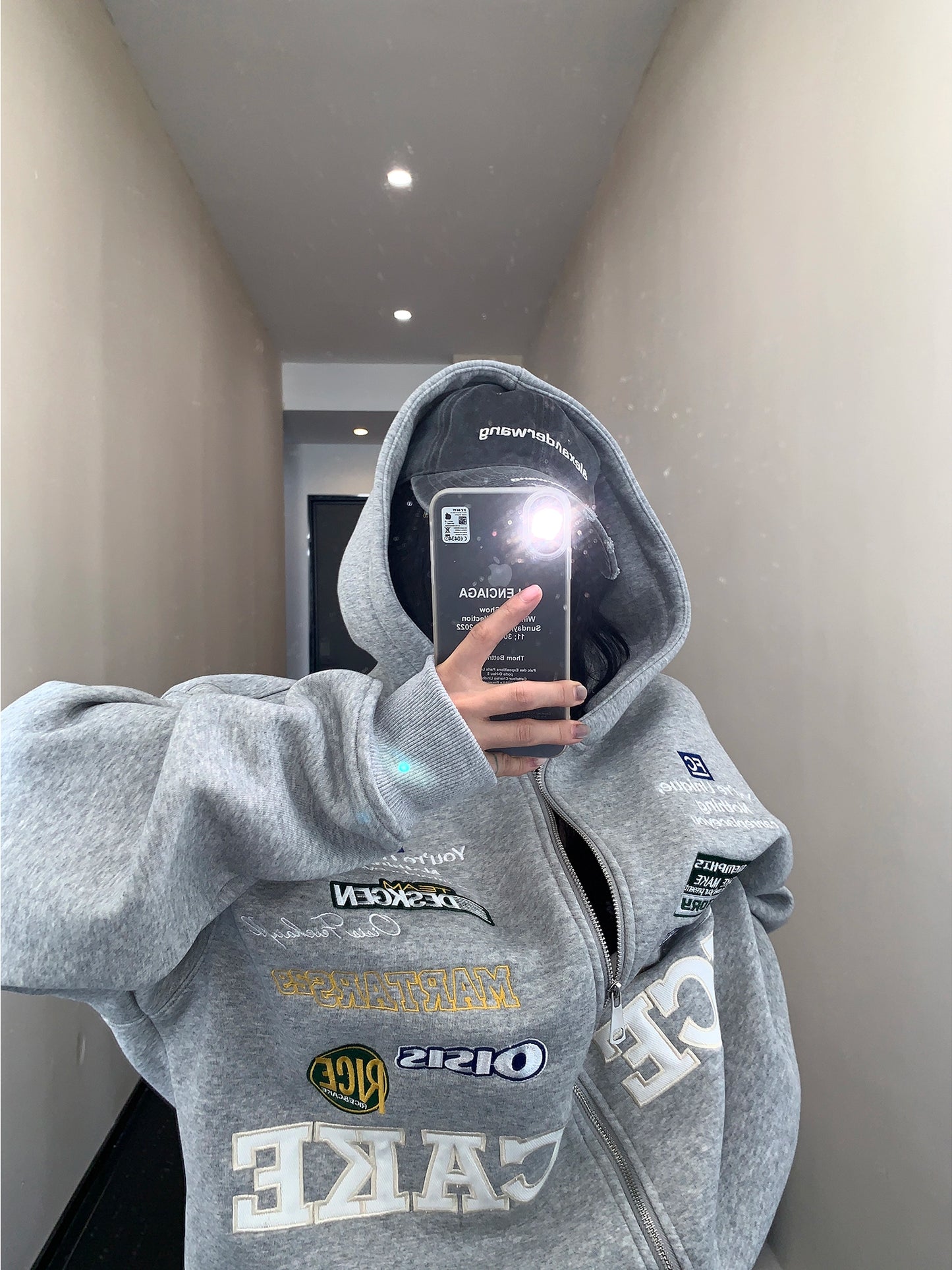 Patch Big Silhouette Zip Hoodie YLS0929